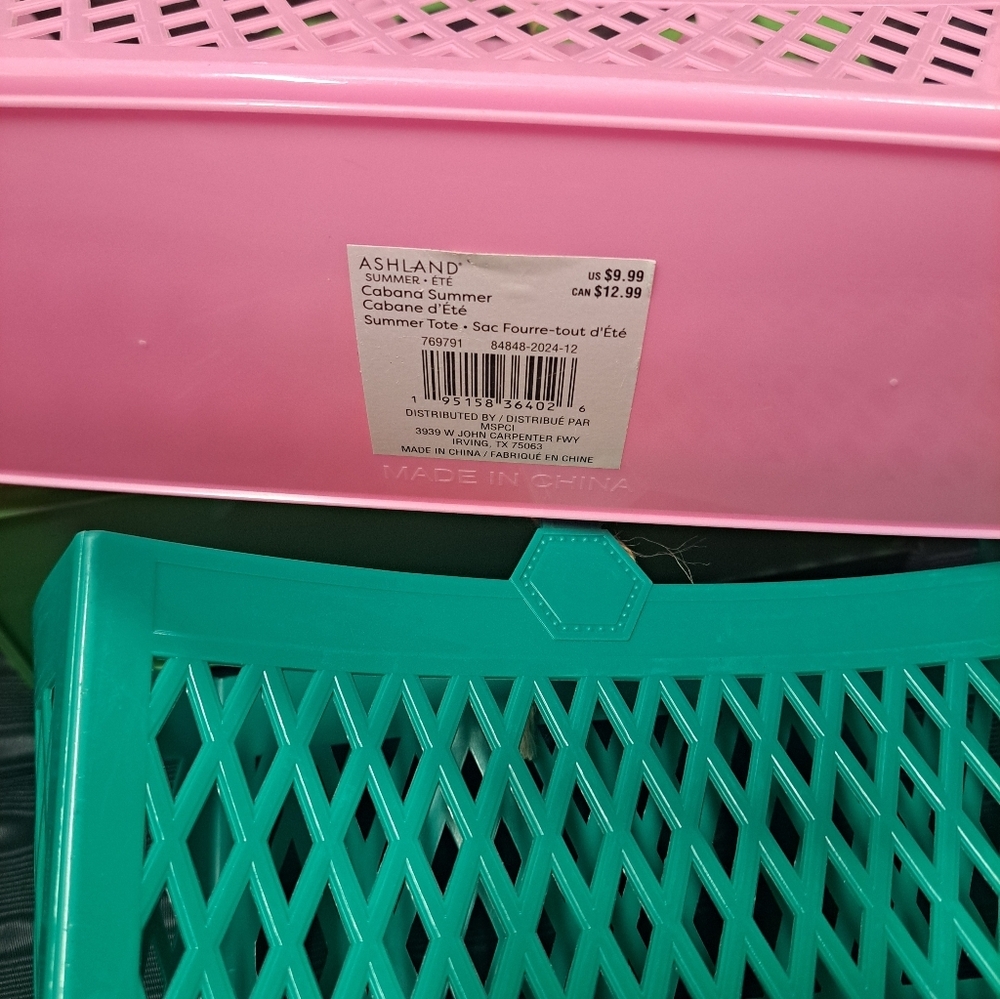 Ashland Pink and Green Mesh Tote Set - Picture 6 of 10